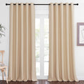NICETOWN Blackout Living Room Curtain 118 inch Length, Grommet Thermal Curtain Room Darkening Sound Blocking Divider for Sliding Glass Door, Biscotti Beige, W66 x L118, 1 Panel