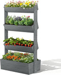 DoCred Vertical Wooden Raised Garden Bed, 4 Tier Upgraded Garden Planters Freestanding Wood Plant Stand Flower Rack Wooden Planter Box for Plants Herbs Flowers Vegetables Outdoor Indoor