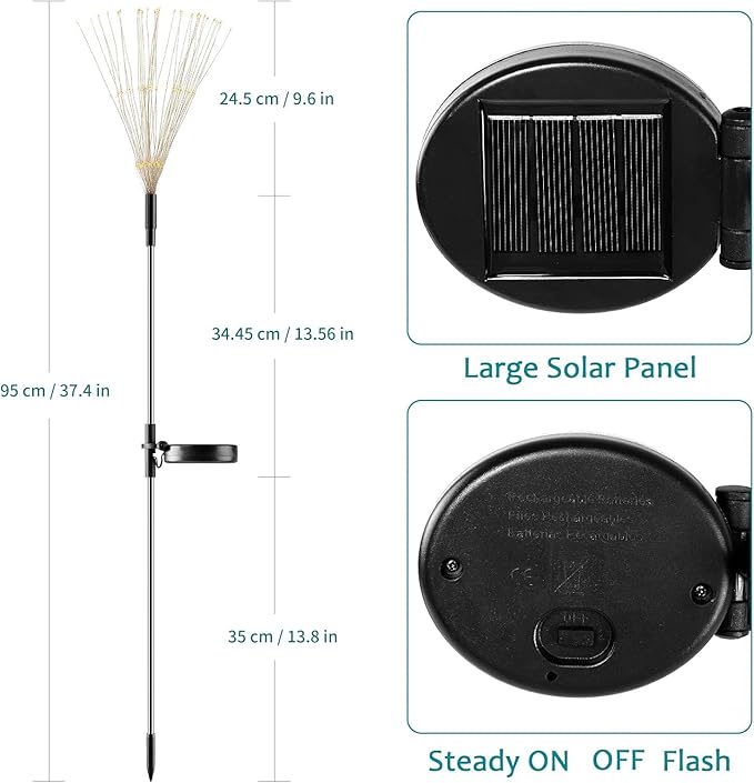 JJGoo Solar Firework Lights, 2 Pack 180 LEDs 2 Lighting Modes Solar Lights Outdoor Waterproof for Garden Patio Walkway Pathway Party Wedding Christmas Decorative -Blue