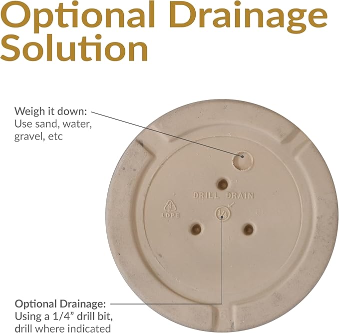 Sunnydaze 20-Inch Franklin Large Plant Pot - Polyresin Round Outdoor Planter with Drillable Drainage Hole - 3 Pack - Beige