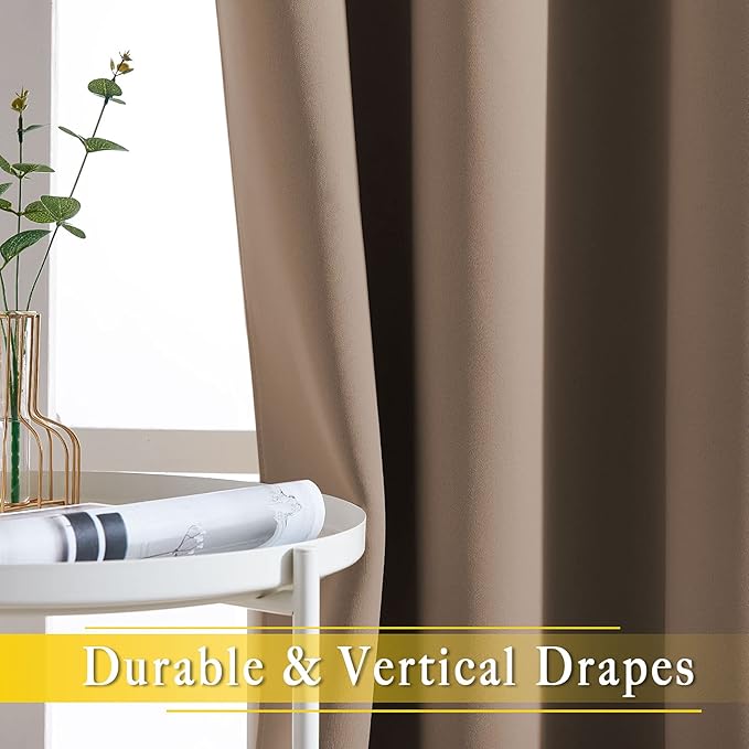 NICETOWN Blackout Curtain for Sliding Door, Grommet Top Thermal Insulated Bedroom Window Curtain Sound Dampening Drape for Patio Door/French Door (Cappuccino, 1 Panel, 80" W x 90" L)