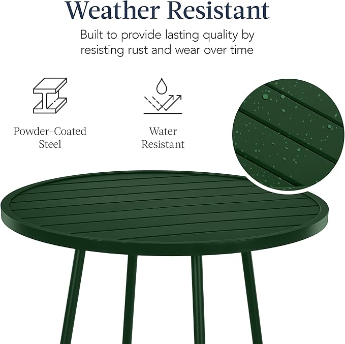 Best Choice Products 3-Piece Patio Dining Set, Bar Height, Outdoor Bistro Set, Outdoor Round Bar Table w/ 2 Bar Stools, Steel - Dark Green