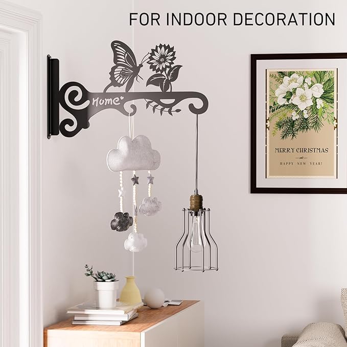 Metal Plant Hooks (2-Pack) - Decorative Wall Hangers with Butterfly Design for Indoor & Outdoor Use - Hanging Brackets for Plants, Flower Baskets, Bird Feeders, Lanterns - Patio, Garden, Home Decor