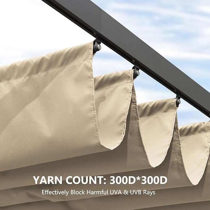 Pergola Shade Cover Replacement Canopy Top Compatible with 10 X 13 ft 6-Bar Pergola Frames - Beige (Canopy Size 116" W x 135" L, Canopy Top Only)