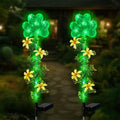 ST Patrick's Day Decorations Outdoor,2 Pack Shamrock Solar Lights Outdoor,Solar Powered Green Fairy Lights Holiday Decorations for Yard,Lawn,Garden Stkae
