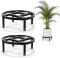 Metal Plant Stand Indoor Outdoor, Heavy Duty Plant Riser, Sturdy Flower Pot Holder Low Planter Stand, Single Flower Pot Stands, Modern Planter Stool for Indoor Plants (Black, 11.8"-2PCS)
