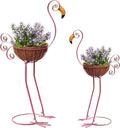 Metal Flamingo Planter with Basket -Garden Bird Planters for Outdoor Indoor Lawn,Yard,Porch,Patio, Garden Decorations（Set of 2）