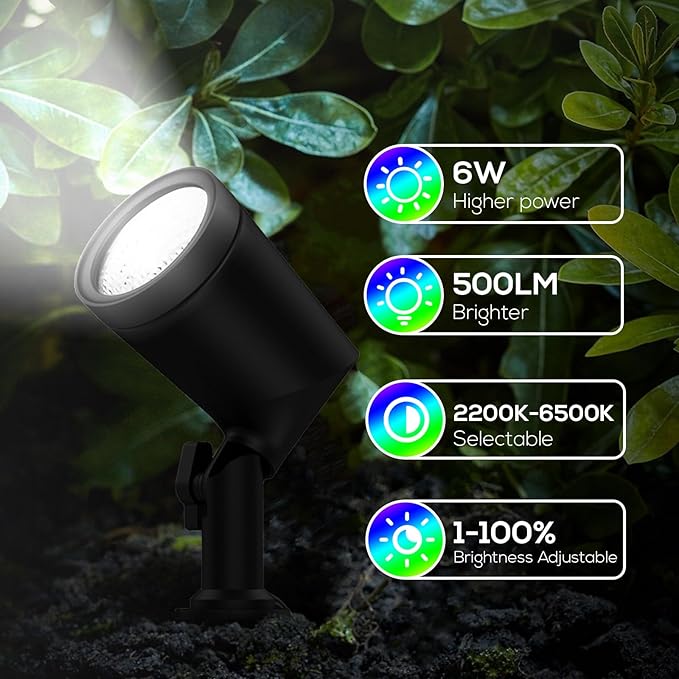 ZYAN 8 Pack Smart Landscape Lights, Color Changing Landscape Spotlights, App Control & Remote Control, Compatible with Alexa