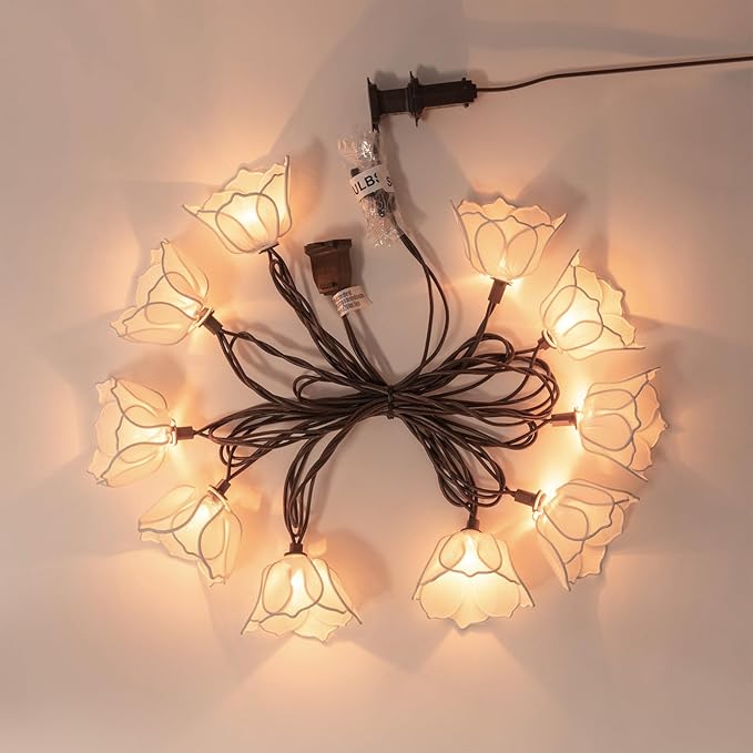 Decorative String Lights Plug in with 10 Incandescent Bulbs, Flower Garland Fairy Lights Connectable Weatherproof Outdoor Indoor for Wedding Garden Pergola Bedroom Porch Floral Home Decor (White)