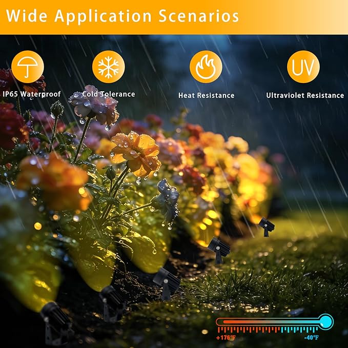 Smart RGB Low Voltage LED Spotlights, APP & Remote Control,Synchronous Dimming Lighting System, IP65 Waterproof,16 Million Colors for Outdoor Landscape,Yard,Garden,Holiday Decoration (10 Pack)