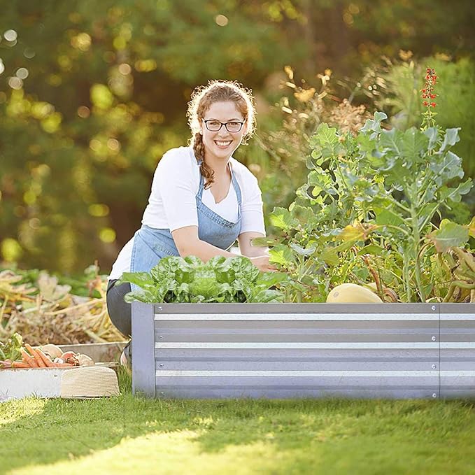 Galvanized Raised Garden Beds for Vegetables Large Metal Planter Box Steel Kit Flower Herb (6 x 3 x 1 ft * 2 Pack, Galvanized)