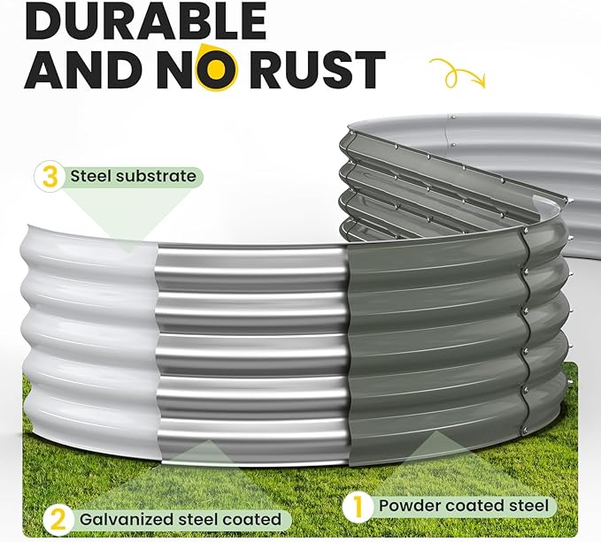 Galvanized Raised Garden Bed 8x2x1.5 FT, Oval Metal Raised Garden Bed Outdoor Planter Box with Open Bottom, Rust-Resistant Steel Garden Bed for Vegetables Herbs Flowers, Easy Assembly