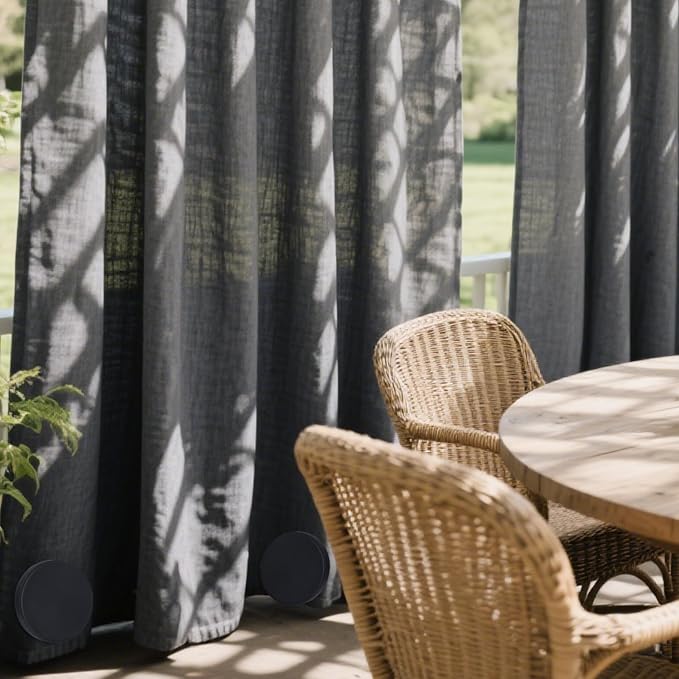 3LB Heavy Duty Outdoor Curtain Weights, Strong Magnetic Gazebo Curtain Weights, Rubber Covered Waterproof Drapery Weight, Prevent Curtain Liner from Blowing Around, Black, 6 Pairs