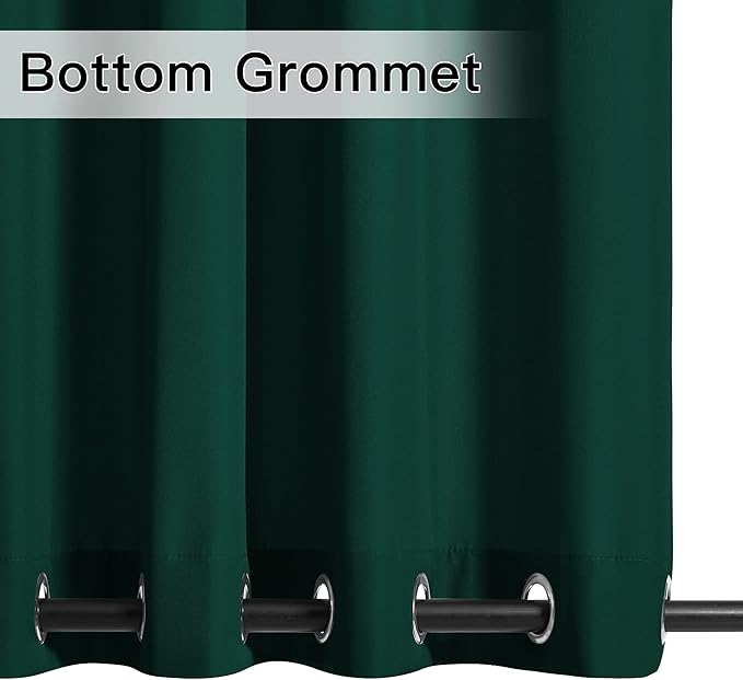 NICETOWN Canvas Outdoor Curtains for Patio Waterproof 108" Long, 2 Panels Top and Bottom Grommet Thermal Insulated Privacy Drapes for Outdoor Gazebo, Dark Green, 55" Wide Per Panel
