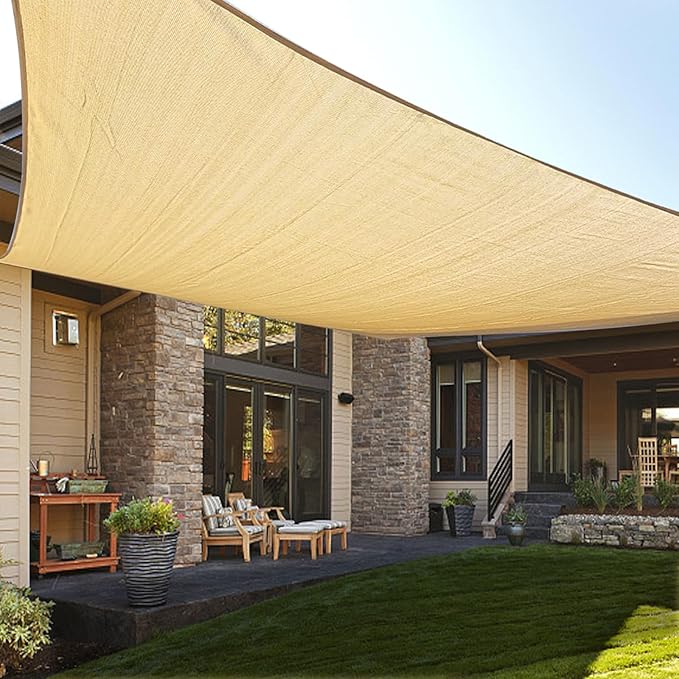 LOVE STORY Custom Size 8'x9' Sand Sun Shade Sail Rectangle UV Block Canopy Patio Sail Sunshades Fabric for Outdoor Garden Carport (We Make Custom Size)