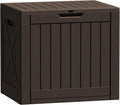 Flamaker Resin Deck Box 40 Gallon Waterproof Outdoor Indoor Storage Box Imitation Wood Resin for Patio Furniture Garden Tools and Pool (Deep Brown)