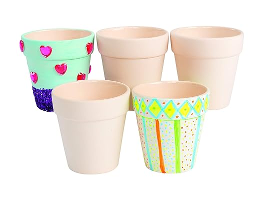 Ceramic Flowerpots, Set of 12, Kids Crafts, Crafts for Children, Flowers & Herb Garden for Kids, Ideal Mothers Day or Fathers Day Gift, Birthday or Holiday, Personalize & Individually Decorate