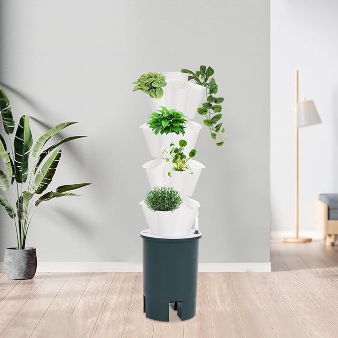 Hydroponic Growing System Indoor, 20-Hole Vertical Garden Planter Germination Kit, Smart Garden Vegetable Plant Kit with Pump and Movable Water Tank for Gardening Lover, IP68