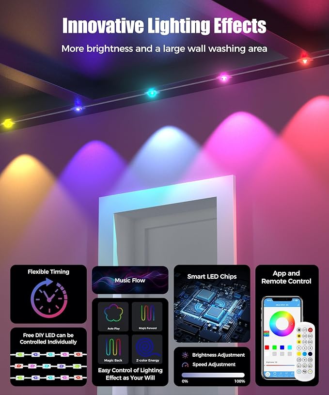 POOFZY Permanent Outdoor Lights for House,100ft RGB+IC Smart Outdoor Decor, 50 Scene Modes,App/Remote Control,IP67 Waterproof,for Christmas,Super Bowl,V-Day,Thanksgiving,Daily & Holiday Party Decor