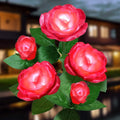 Solar Flower Lights Outdoor - Upgraded New Material Two Modes Realistic LED Solar Powered Waterproof Lights with 5 Roses, Solar Decorative Stake Lights for Garden (Red, 1 Pack)