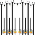 6 Pack String Light Poles,10 Ft Light Poles for Outside String Lights,Outdoor Lights Pole with Fork,Metal Poles Stand for Patio Deck Backyard