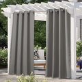 NICETOWN Blackout Outdoor Curtain for Patio Waterproof, Thermal Insulated Silver Rustproof Grommet Top Blackout Indoor Outdoor Curtain/Drape for Cabana, Slate Grey, 1 Panel, W52 x L95