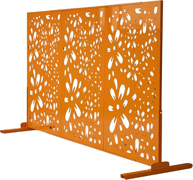 Oakland Living 6 ft. X 4 ft. Orange Freestanding Metal Privacy Screen Room Divider
