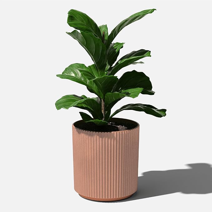 Veradek Demi Series Round Planter for Porch, Patio, Backyard | Durable Plastic-Stone Composite Material | Modern Décor for Tall Plants, Flowers