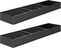 2PCS 12x2x1FT Galvanized Raised Garden Bed Kit,Vegetable Boxes-Rectangle Metal Flower Box,Large Planter Raised Beds Outdoor Garden for Planting,Fruit,Herb-Black