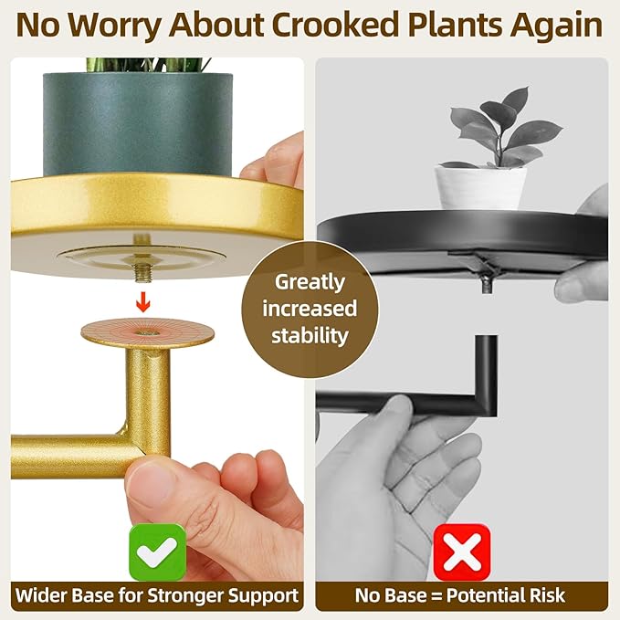 Rotating Window Plant Shelves with Adjustable Knobs, 3 Tiers Metal Wall Shelf for Plants Indoor, Sturdy Hanging Plant Holder, Window Wall Decor & Gardening Gifts (Golden)