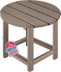 LZRS Round Adirondack Patio Side Table End Table, Outdoor Side Tables for Patio, Backyard,Pool, Indoor Companion, Easy Maintenance & Weather Resistant(Weather Wood)