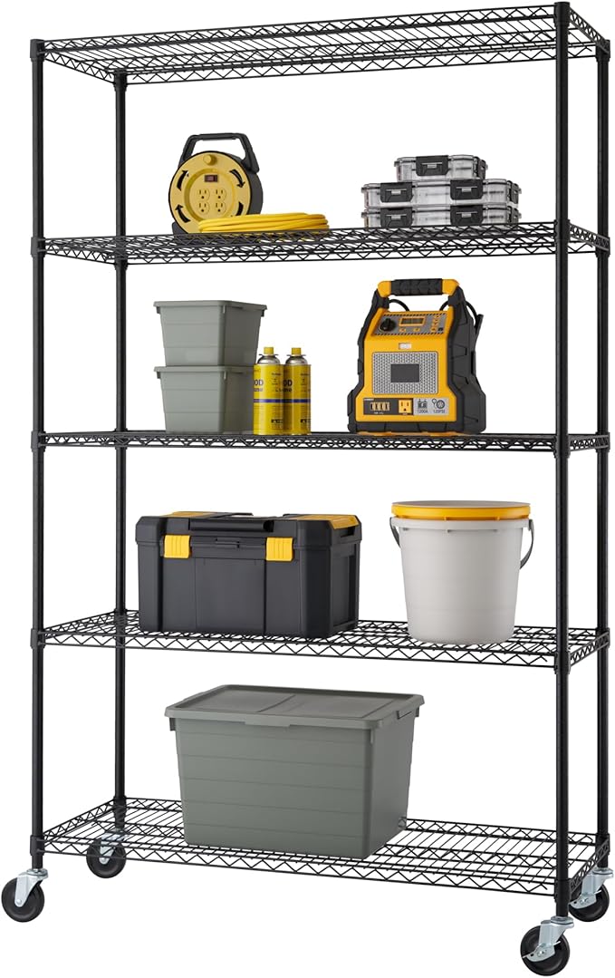 TRINITY 5-Tier Outdoor Wire Shelving Rack, 48in. x 18in. x 72in., Model# NTBTGBK-0975