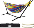 SZHLUX Double Hammock with Stand for Outside 450lb Capacity Steel Stand, Premium Carry Bag Included and Two Anti Roll Balance Beam