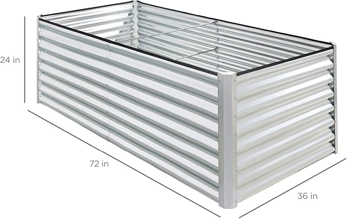 Best Choice Products 6x3x2ft Outdoor Metal Raised Garden Bed, Deep Root Box Planter for Vegetables, Flowers, Herbs, 269 Gallon Capacity, 100% Non Toxic Materials - Galvanized