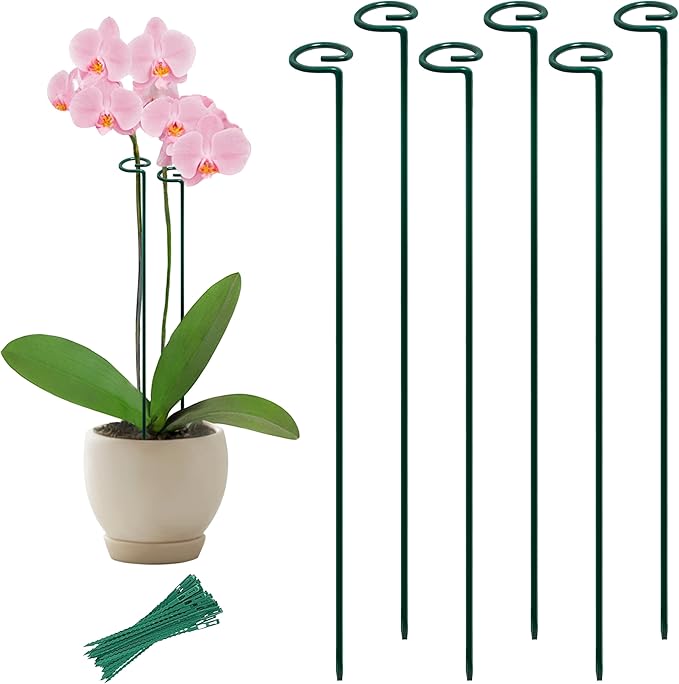 36” Tall Plant Stakes, 6 Pack Plant Support Stakes,6mm Heavy-Duty Metal Garden Stakes, Flower Stakes for Lilies, Dahlias, Gladiolus, Sunflowers, Tomato, Clematis