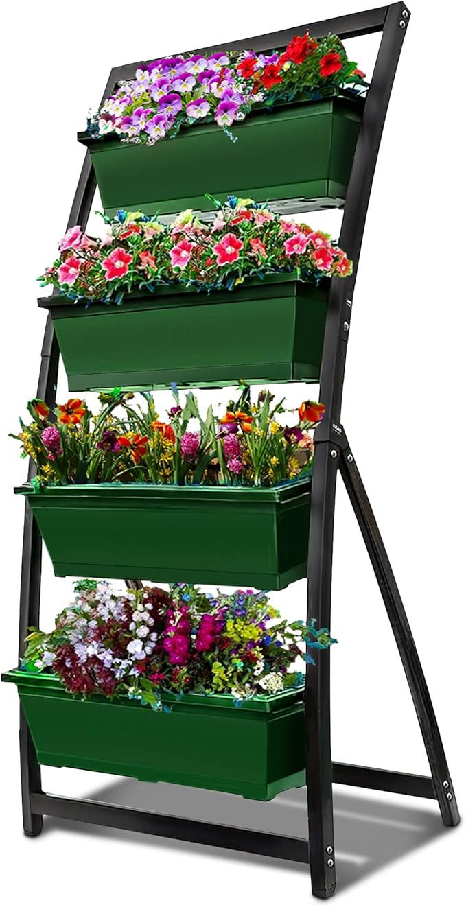 Outland Living 6-Ft Raised Garden Bed - Vertical Garden Freestanding Elevated Planter with 4 Container Boxes - Good for Patio or Balcony Indoor and Outdoor - Perfect to Grow Vegetables Herbs Flowers