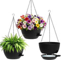 Set of 3-10 Inch Self Watering Hanging Planters for Indoor & Outdoor，Hanging Plant Pots with Drainage & Removable Tray, Hanging Pots Holder for Ivy, Spider Plants, Ferns, Balcony & Patio, Black