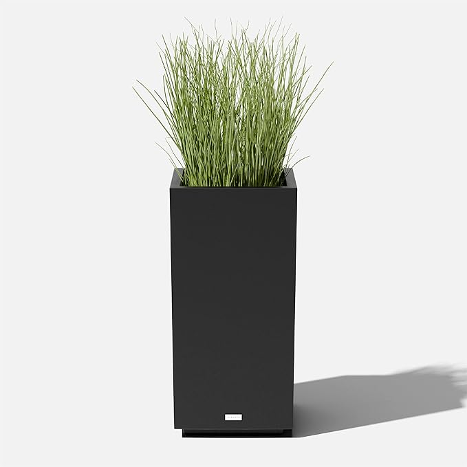 Veradek Block Series Pedestal Planter - Tall Planter for Indoor or Outdoor Front Porch | All-Weather Use with Removable Insert Bucket | Modern Décor for Flowers, Tall Trees, Faux Plants