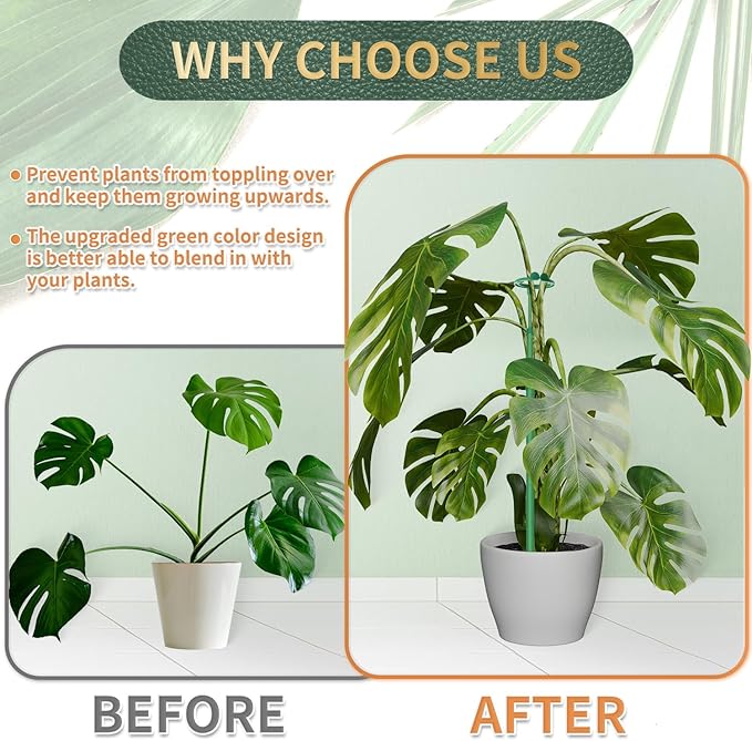 Telescoping Plant Stakes,3Pcs 17.9In to 42.3In Adjustable Monstera Plant Support Orchid Sticks with Clips, Plant Sticks Support Tall for Monstera,Orchids,Tomatoes,Vines & Indoor Outdoor Plants