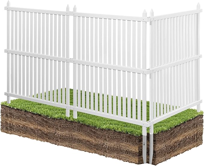VEVOR 3 Panels Outdoor Privacy Screen, 36 x 45 in Air Conditioner Fence with 19.7 in Ground Stakes, Pool Equipment Enclosure, Strip Vinyl Privacy Fence, Ideal for Trash Can and A/C Units, White