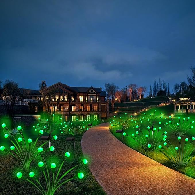 Kohlrabi Solar St Patricks Day Lights Outdoor, 2 Pack 20 LED Solar Green Firefly Lights, Waterproof Wind Swaying Light for St. Patrick's Day Irish Day Outside Yard Patio Decoration