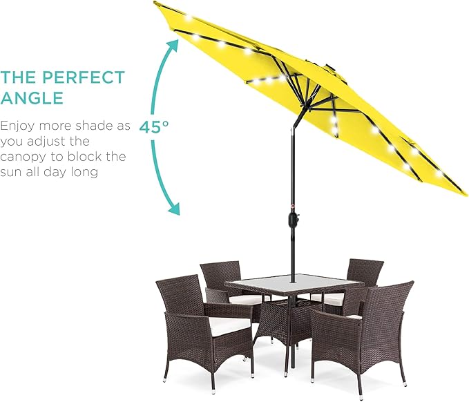 Best Choice Products 10ft Solar Polyester LED Lighted Patio Umbrella w/Tilt Adjustment and UV-Resistant Fabric