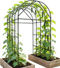 Garden Trellis Arch 7FT Tall – Plastic Coated Metal Arch Trellis for Climbing Plants Outdoor, Weather-Resistant Steel Garden Arch for Vegetables Cucumber Tomato, Raised Bed Trellis