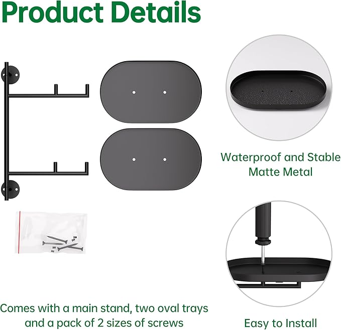 Rotating Window Shelves for Multiple Plants Indoor,2-tier Metal Corner Black Plant Stand Holder Floating Hanger Shelf for Wall，Windows Sill Gifts for Planter Lover to Enhance Home Decor