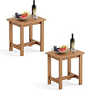 LUE BONA Outdoor Side Table Set of 2, HDPS Small Outdoor Adirondack Side Tables, Outside End Table for Patio, Porch, Deck, Pool, Weather Resistant/Easy Maintenance, Teak Color
