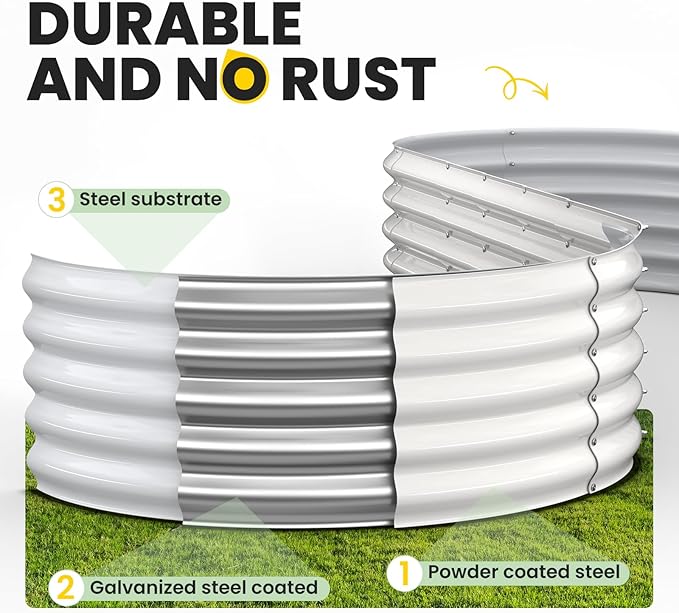 Galvanized Raised Garden Bed 8x2x1.5 FT, Oval Metal Raised Garden Bed Outdoor Planter Box with Open Bottom, Rust-Resistant Steel Garden Bed for Vegetables Herbs Flowers, Easy Assembly