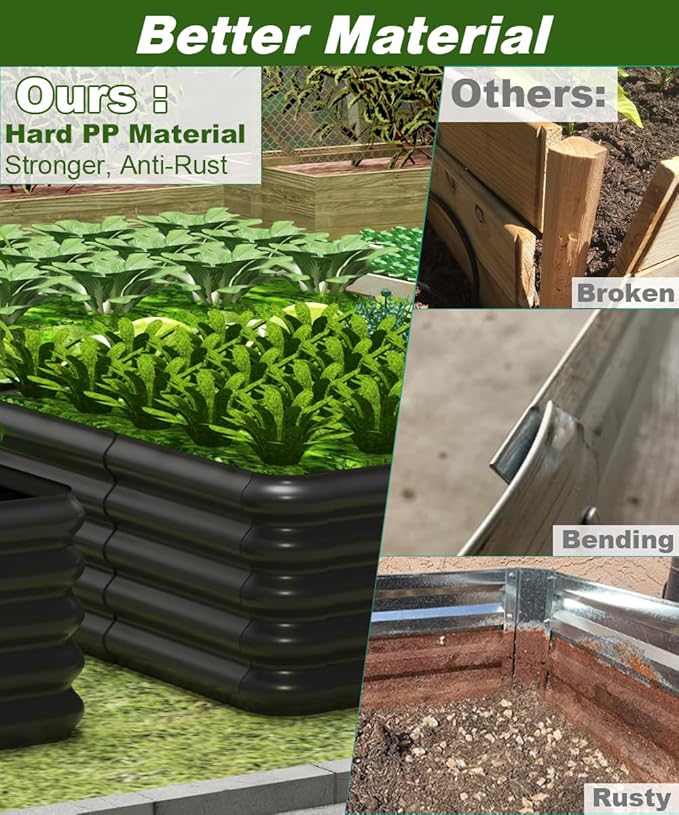 3.0x1.8x1.0ft Raised Garden Bed Kit for Outdoor, PP Material Planter Boxes, Large Garden Box Flower Bed with Easy Assembly, Gardening Containers for Vegetables, Flowers, Herbs, Black