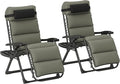 Outsunny Zero Gravity Chairs Set of 2, Reclining Folding Zero Gravity Lounge Chair, Outdoor Lounge Chairs with Removable Cushion, Headrest, and Cup Phone Holder Tray for Patio, Beach, Gray