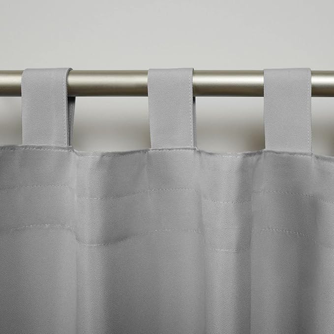 Exclusive Home Cabana Solid Indoor/Outdoor Light Filtering Hook-and-Loop Tab Top Curtain Panel Pair, 54"x63", Cloud Grey