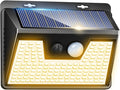 Peasur Solar Lights Outdoor Waterproof [1 Pack/140LED], Warm White Motion Sensor Lights Dusk to Dawn, 3 Modes Solar Fence Security Lighting for Wall Garden Yard Stair Outside